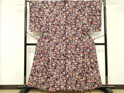 平和屋着物■上質な小紋　枝花文　正絹　逸品　DABF9541cd