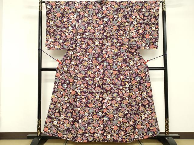 平和屋着物■上質な小紋　枝花文　正絹　逸品　DABF9541cd