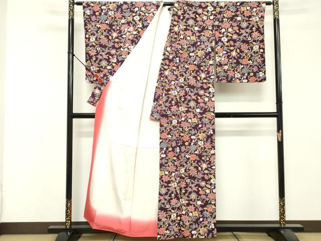 平和屋着物■上質な小紋　枝花文　正絹　逸品　DABF9541cd
