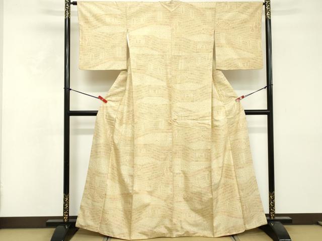 平和屋着物■上質な紬　横段文　正絹　逸品　DABF9545cd