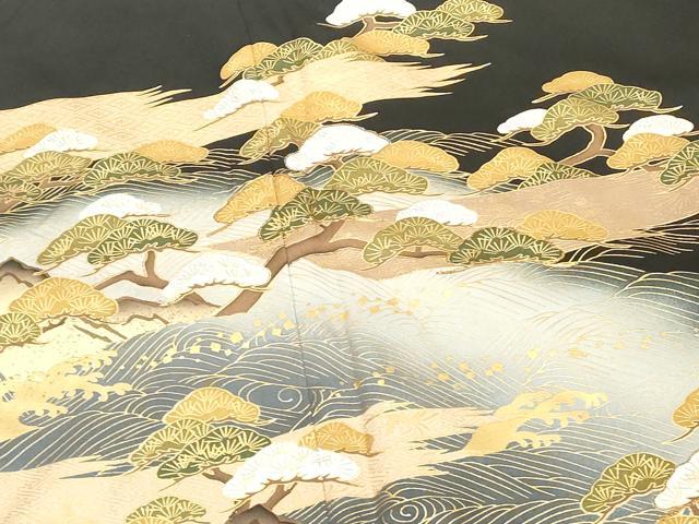 平和屋着物■豪華黒留袖　枝松文　暈し染め　金彩　正絹　逸品　DABF9566cd