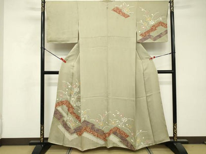 平和屋着物■訪問着 絞り 幾何学花文 金彩 正絹 逸品 DABF9567cd