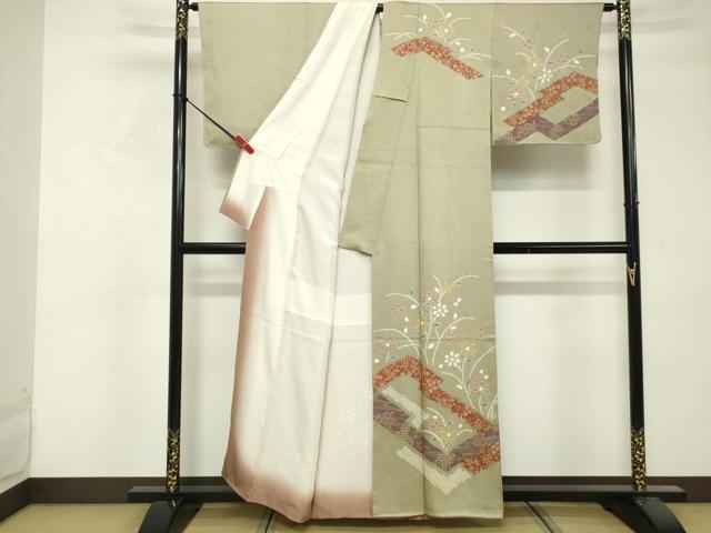 平和屋着物■訪問着 絞り 幾何学花文 金彩 正絹 逸品 DABF9567cd