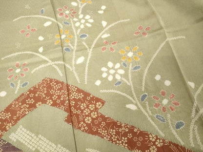 平和屋着物■訪問着 絞り 幾何学花文 金彩 正絹 逸品 DABF9567cd