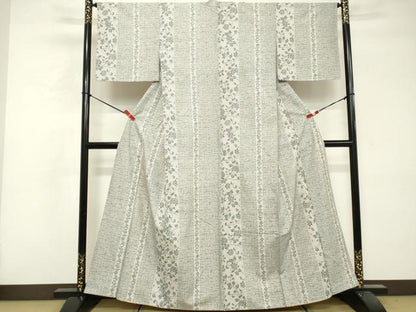 平和屋着物■上質な紬 更紗花唐草間道 正絹 逸品 DABF9575cd