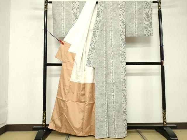 平和屋着物■上質な紬 更紗花唐草間道 正絹 逸品 DABF9575cd