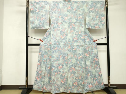 平和屋着物■上質な小紋　草花文　正絹　逸品　DABF9577cd