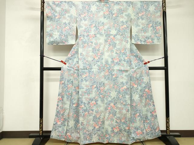 平和屋着物■上質な小紋　草花文　正絹　逸品　DABF9577cd