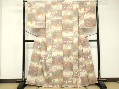 平和屋着物■上質な小紋 鴛鴦花文 暈し染め 金彩 正絹 逸品 DABF9579cd