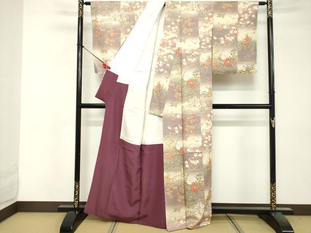 平和屋着物■上質な小紋 鴛鴦花文 暈し染め 金彩 正絹 逸品 DABF9579cd