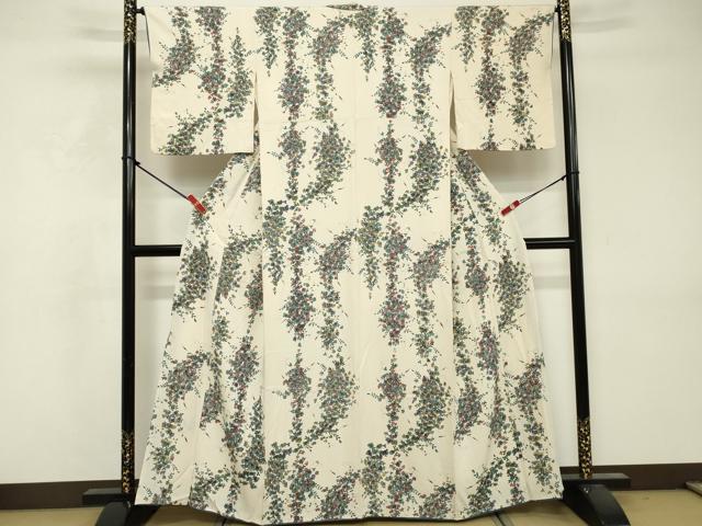 平和屋着物■上質な小紋 草葉文 正絹 逸品 DABF9582cd
