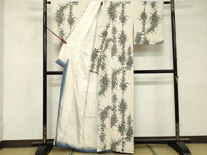 平和屋着物■上質な小紋 草葉文 正絹 逸品 DABF9582cd