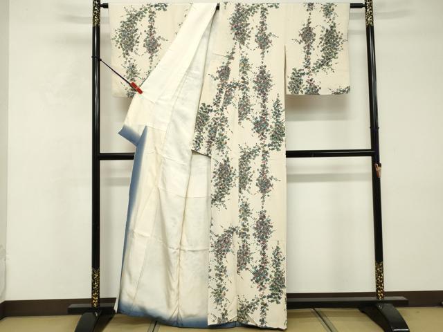 平和屋着物■上質な小紋 草葉文 正絹 逸品 DABF9582cd