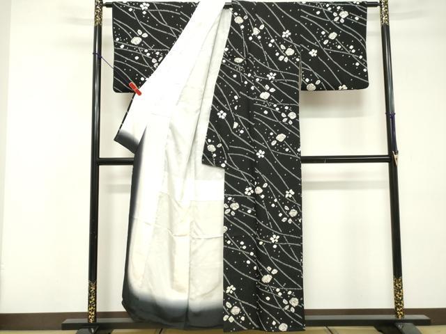 平和屋着物■上質な小紋 絞り 辻が花 黒地 正絹 逸品 DABF9583cd
