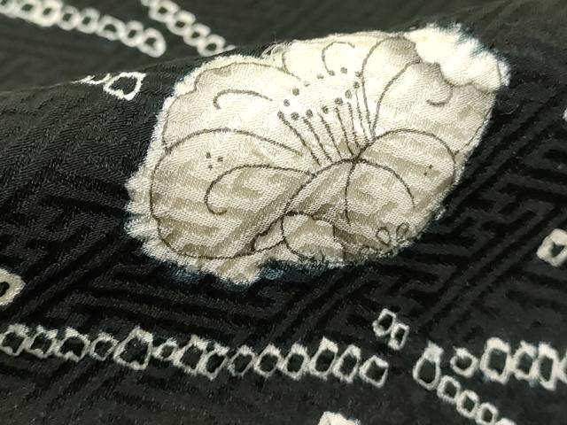 平和屋着物■上質な小紋 絞り 辻が花 黒地 正絹 逸品 DABF9583cd