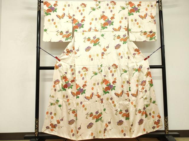 平和屋着物■訪問着　刺繍　立涌花蝶文　金彩　正絹　逸品　DABF9591cd