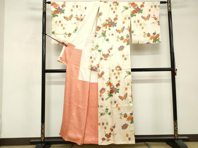 平和屋着物■訪問着　刺繍　立涌花蝶文　金彩　正絹　逸品　DABF9591cd