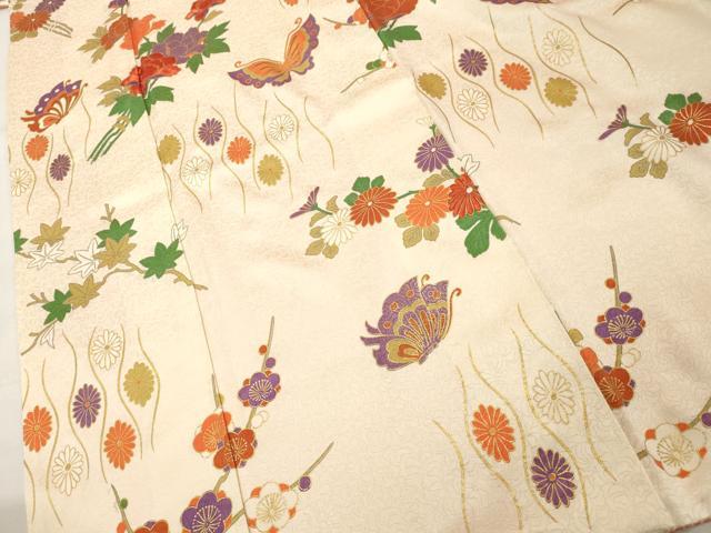 平和屋着物■訪問着　刺繍　立涌花蝶文　金彩　正絹　逸品　DABF9591cd