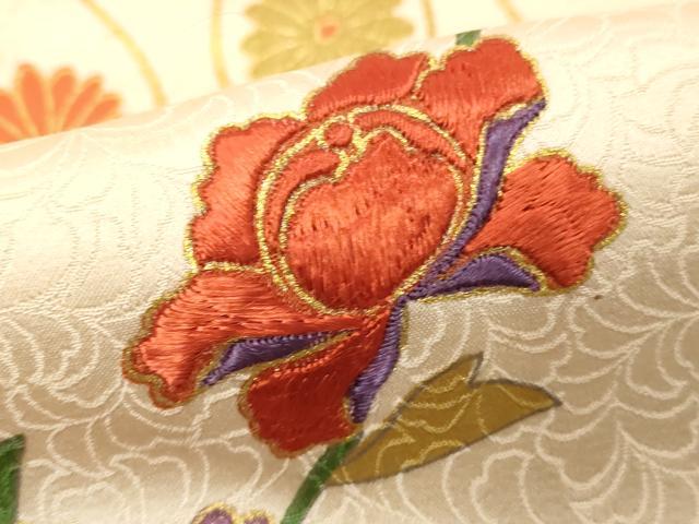 平和屋着物■訪問着　刺繍　立涌花蝶文　金彩　正絹　逸品　DABF9591cd