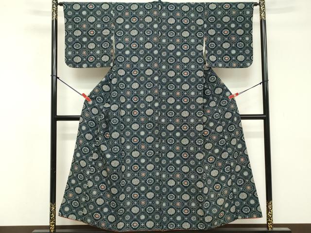 平和屋着物■上質な小紋　紬地　蜀江花文　正絹　逸品　DABF9601cd