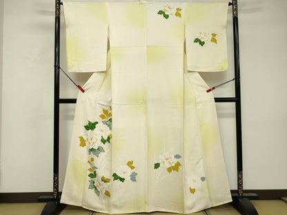 平和屋着物■訪問着　紬地　草花文　暈し染め　正絹　逸品　DABF9602cd