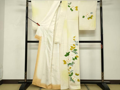 平和屋着物■訪問着　紬地　草花文　暈し染め　正絹　逸品　DABF9602cd