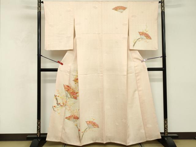 平和屋着物■訪問着　刺繍　扇面枝花文　暈し染め　金糸　正絹　逸品　DABF9608cd