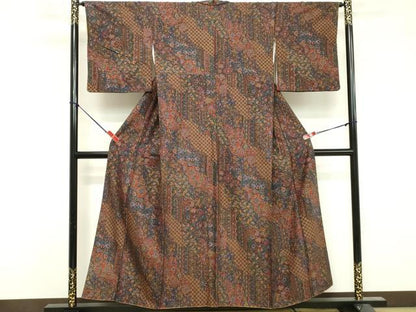 平和屋着物■上質な小紋　作家物　更紗花文　正絹　逸品　DABF9609cd