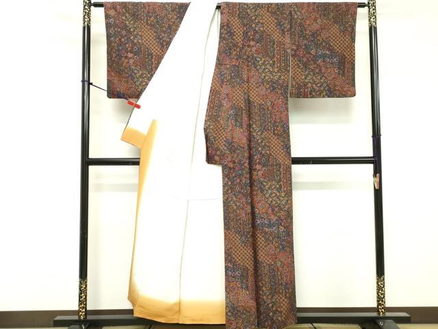 平和屋着物■上質な小紋　作家物　更紗花文　正絹　逸品　DABF9609cd
