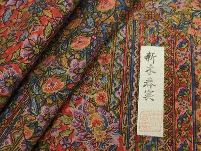 平和屋着物■上質な小紋　作家物　更紗花文　正絹　逸品　DABF9609cd