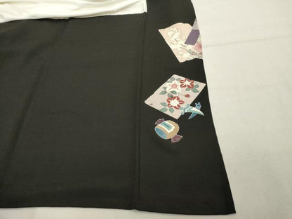 平和屋着物■豪華黒留袖　色紙重ね花鳥文　宝尽くし　正絹　逸品　DABF9617cd