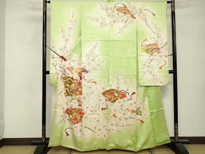 平和屋着物■豪華振袖　駒刺繍　扇面御所車花文　暈し染め　金彩　正絹　逸品　DABF9620cd