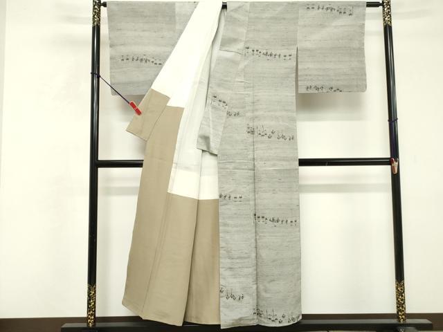 平和屋着物■上質な紬　人物文　正絹　逸品　DABF9624cd