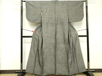 平和屋着物■上質な紬　格子　正絹　逸品　DABF9625cd