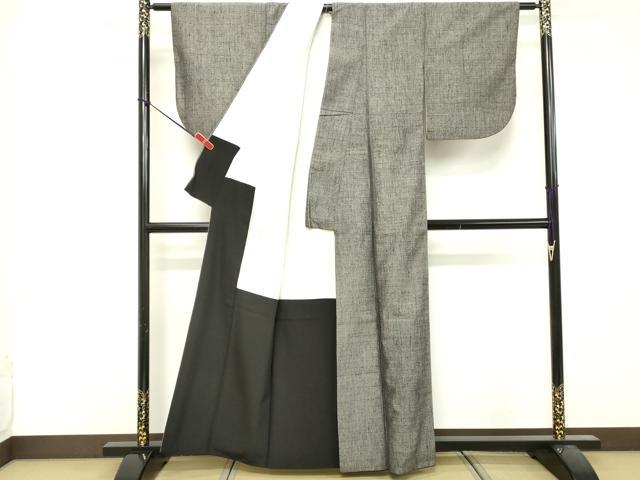 平和屋着物■上質な紬　格子　正絹　逸品　DABF9625cd
