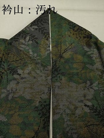 平和屋着物■上質な紬　草葉文　正絹　逸品　DABF9632cd