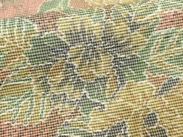 平和屋着物■上質な紬　9マルキ　草花文　正絹　逸品　DABF9633cd