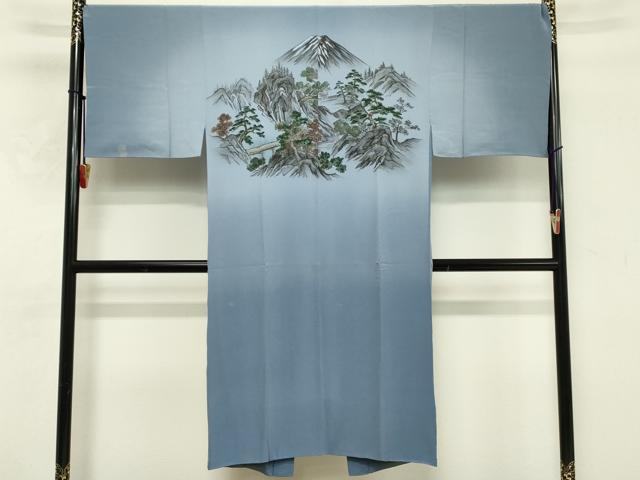 平和屋着物■男性　長襦袢　袷　手描き　風景文　正絹　逸品　DABF9660cd