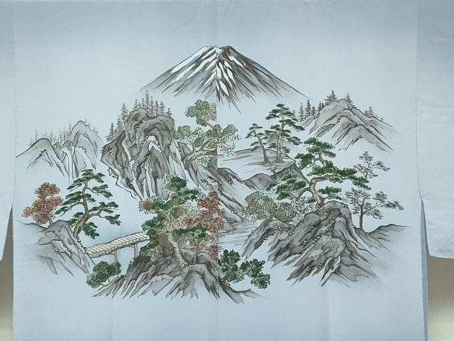 平和屋着物■男性　長襦袢　袷　手描き　風景文　正絹　逸品　DABF9660cd