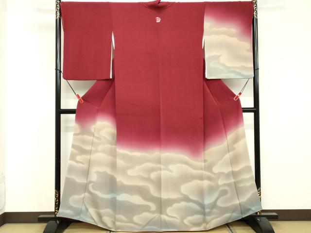 平和屋着物■訪問着　雲重ね文　暈し染め　鬼しぼ縮緬　正絹　逸品　DABF9665cd