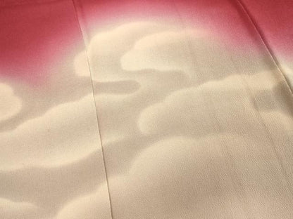 平和屋着物■訪問着　雲重ね文　暈し染め　鬼しぼ縮緬　正絹　逸品　DABF9665cd