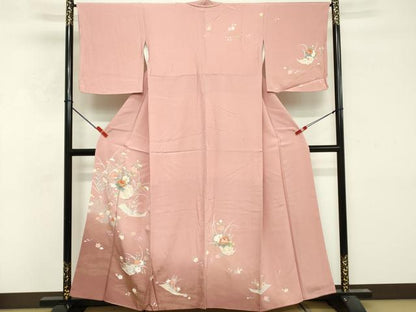 平和屋着物■訪問着　駒刺繍　流水草花文　暈し染め　金彩　正絹　逸品　DABF9666cd