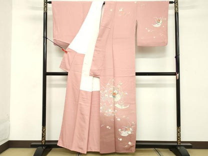 平和屋着物■訪問着　駒刺繍　流水草花文　暈し染め　金彩　正絹　逸品　DABF9666cd