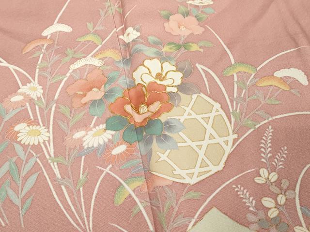 平和屋着物■訪問着　駒刺繍　流水草花文　暈し染め　金彩　正絹　逸品　DABF9666cd