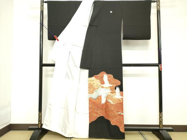 平和屋着物■豪華黒留袖　吉祥飛鶴文　金彩　正絹　逸品　DABF9668cd