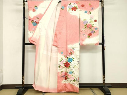 平和屋着物■豪華振袖　総刺繍　草花文　金糸　正絹　逸品　DABF9669cd