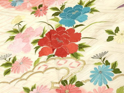 平和屋着物■豪華振袖　総刺繍　草花文　金糸　正絹　逸品　DABF9669cd
