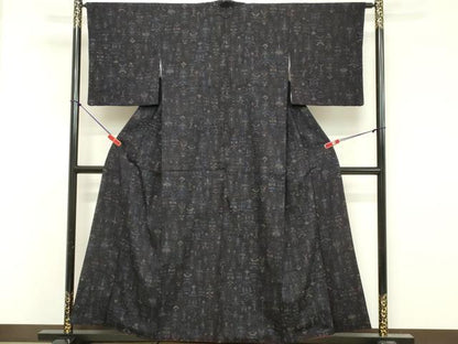 平和屋着物■上質な紬　抽象文様　正絹　逸品　DABF9684cd
