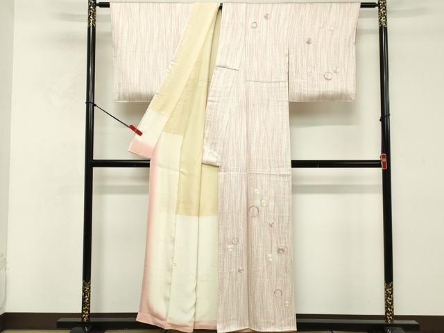 平和屋着物■訪問着　刺繍　丸文　正絹　逸品　DABF9703cd