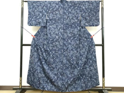 平和屋着物■上質な小紋　紬地　花鳥文　正絹　逸品　DABF9706cd